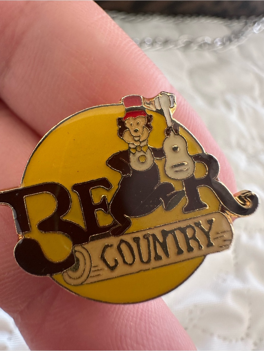 Vintage Disney Bear Country Yellow and Brown Enamel Brooch